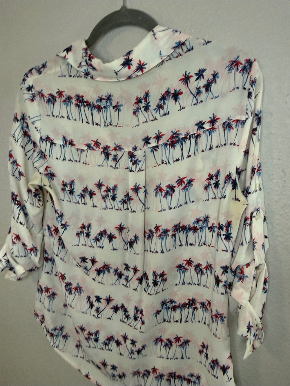 Express Cream Blouse with Blue & Pink Palm Print - Picture 3 of 3